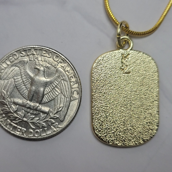 YSL Gold/Black Enamel Zip Pull/Pendant, Gold Plated 18"chain Necklace - Picture 4 of 5